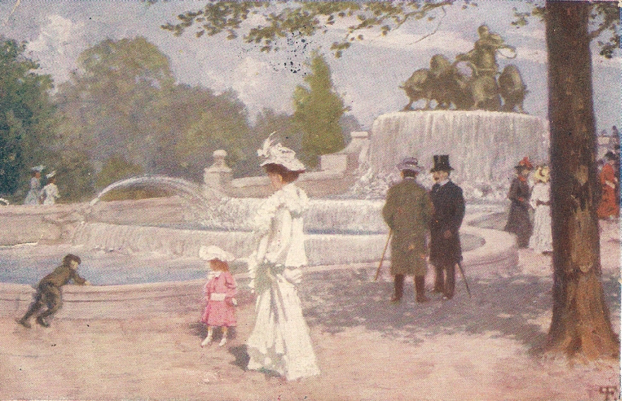 Paul Gustav Fischer, ca 1900, Promenade ved Gefionspringvandet